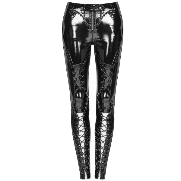 boutique en ligne PUNK RAVE Pantalon ‘Ball Jointed Doll’ En Vinyle Noir 10