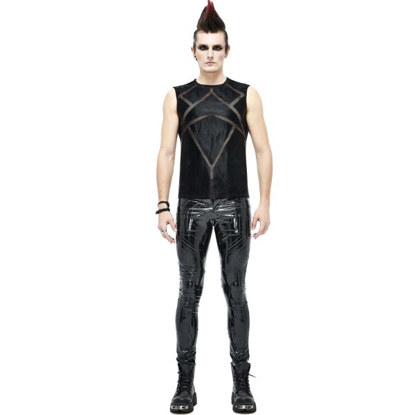 DEVIL FASHION Pantalon ‘Cyber Game’ En Simili Cuir Glossy Noir Pas Cher soldes France 7