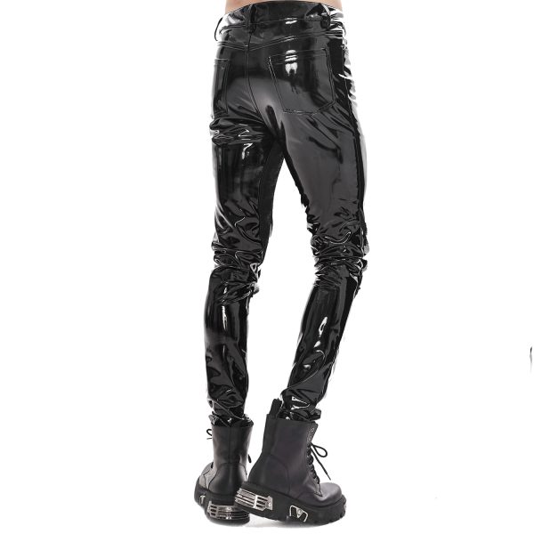 DEVIL FASHION Pantalon ‘Cyber Game’ En Simili Cuir Glossy Noir Pas Cher soldes France 10