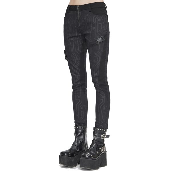 achetez pas cher DEVIL FASHION Pantalon ‘Cyber Game’ Noir Pour Femmes 7