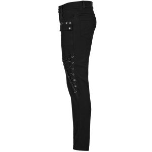 site soldes PUNK RAVE Pantalon ‘Cynfael’ Noir Et Tartan Rouge 40