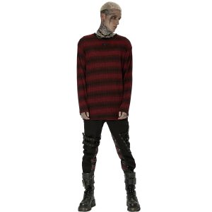 site soldes PUNK RAVE Pantalon ‘Cynfael’ Noir Et Tartan Rouge 28