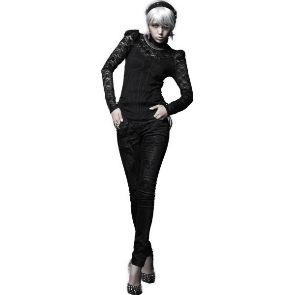 PUNK RAVE Pantalon ‘Damask’ Noir destockage 6