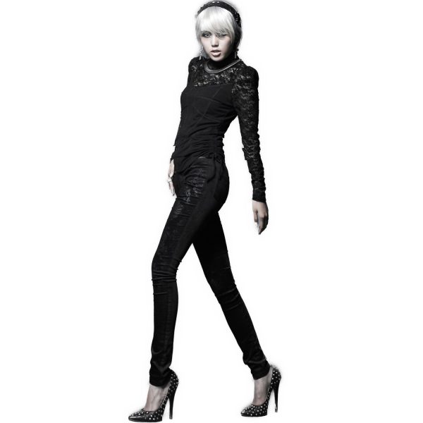 PUNK RAVE Pantalon ‘Damask’ Noir destockage 7