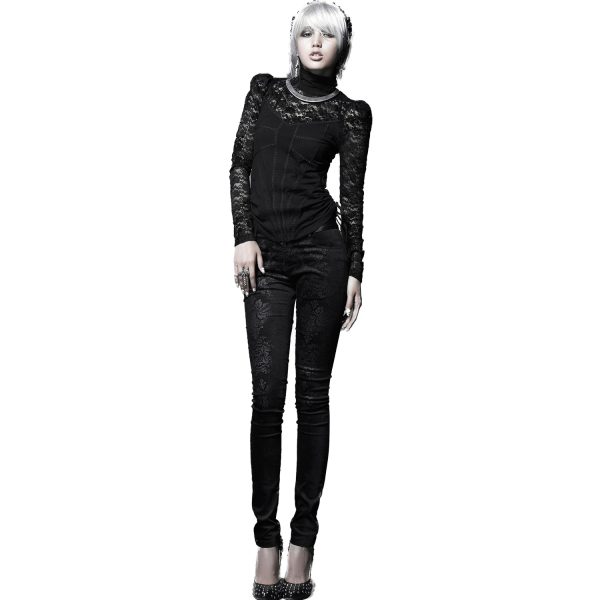 PUNK RAVE Pantalon ‘Damask’ Noir destockage 8