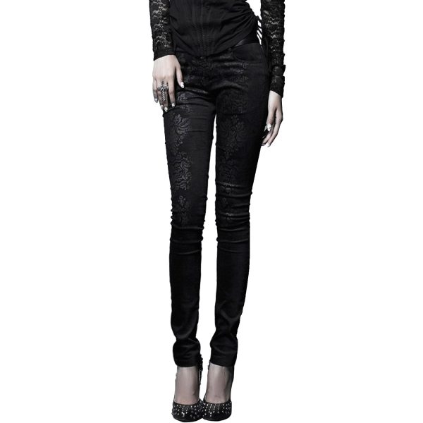 PUNK RAVE Pantalon ‘Damask’ Noir destockage 1