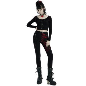 mode PUNK RAVE Pantalon ‘Dark Blood’ Noir Et Rouge 23