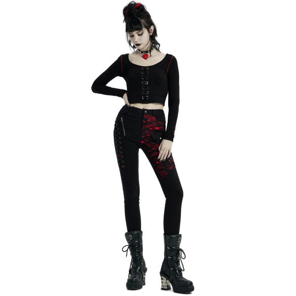 mode PUNK RAVE Pantalon ‘Dark Blood’ Noir Et Rouge 4