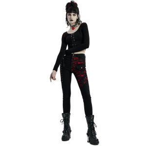 mode PUNK RAVE Pantalon ‘Dark Blood’ Noir Et Rouge 27