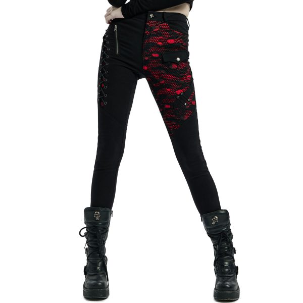 mode PUNK RAVE Pantalon ‘Dark Blood’ Noir Et Rouge 1