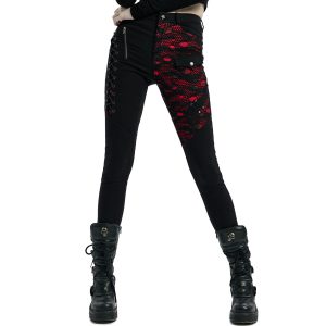 mode PUNK RAVE Pantalon ‘Dark Blood’ Noir Et Rouge 33