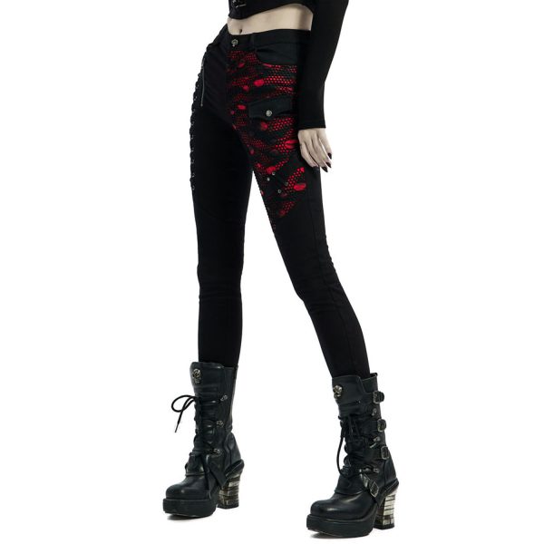 mode PUNK RAVE Pantalon ‘Dark Blood’ Noir Et Rouge 11