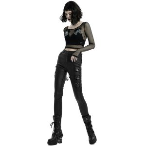 en promotion PUNK RAVE Pantalon ‘Dark Doll’ Noir 24