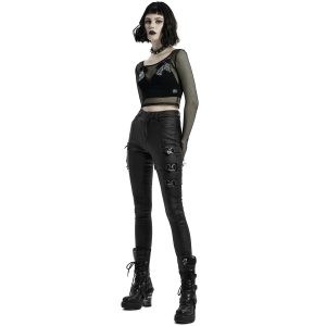 en promotion PUNK RAVE Pantalon ‘Dark Doll’ Noir 34