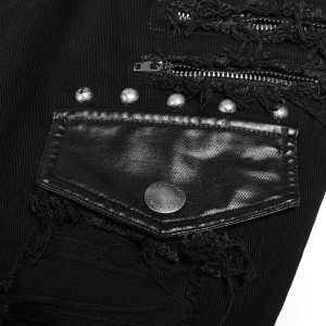 boutiqued pas cher PUNK RAVE Pantalon ‘Destruction Unit’ Noir 40