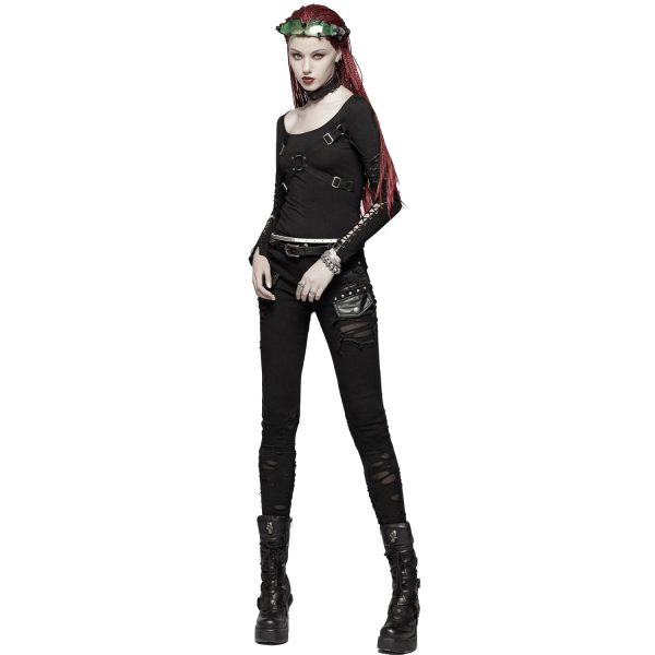 boutiqued pas cher PUNK RAVE Pantalon ‘Destruction Unit’ Noir 6