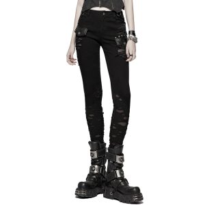 boutiqued pas cher PUNK RAVE Pantalon ‘Destruction Unit’ Noir 30