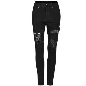 PUNK RAVE Pantalon Déstructuré ‘Gehenna’ En Jean Noir online boutique 42