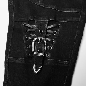 PUNK RAVE Pantalon Déstructuré ‘Gehenna’ En Jean Noir online boutique 50