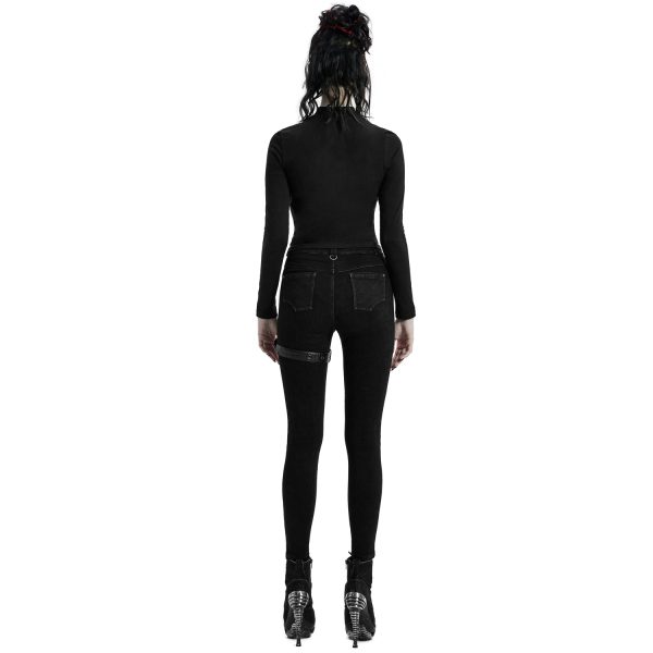 PUNK RAVE Pantalon Déstructuré ‘Gehenna’ En Jean Noir online boutique 4