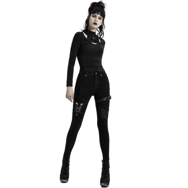 PUNK RAVE Pantalon Déstructuré ‘Gehenna’ En Jean Noir online boutique 7