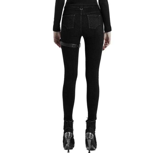 PUNK RAVE Pantalon Déstructuré ‘Gehenna’ En Jean Noir online boutique 10