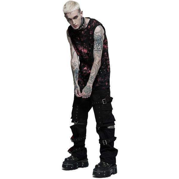 marques de renommée PUNK RAVE Pantalon ‘Double Jeu’ Noir 5