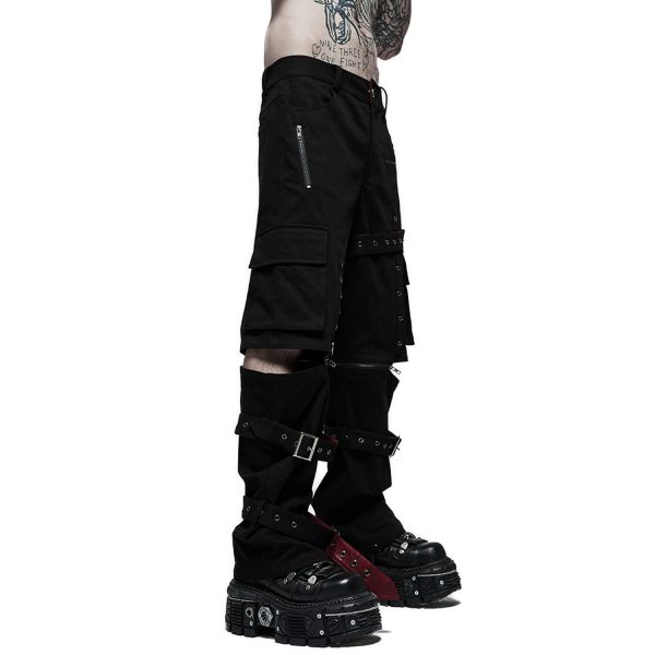 marques de renommée PUNK RAVE Pantalon ‘Double Jeu’ Noir 10