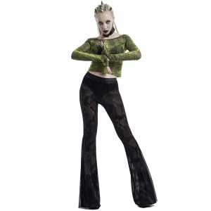 PUNK RAVE Pantalon Evasé ‘Serpentine’ Noir Réductions 21