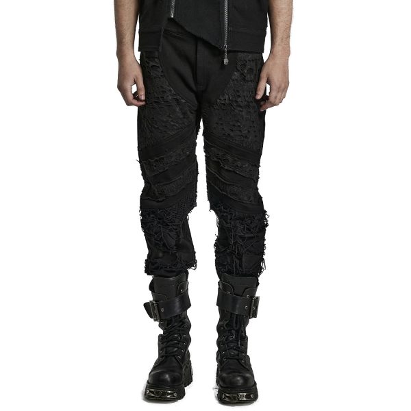 boutique PUNK RAVE Pantalon ‘Goth Distressed’ Noir 1