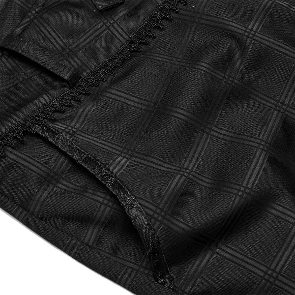 PUNK RAVE Pantalon ‘Goth Plaid’ Noir marque pas cher en ligne 16