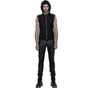 magasin PUNK RAVE Pantalon Gothique ‘Dementor’ En Simili-Cuir Noir 22