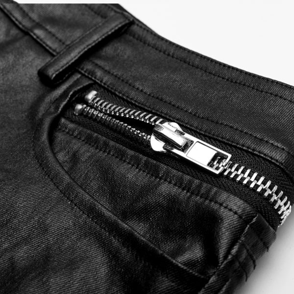 magasin PUNK RAVE Pantalon Gothique ‘Dementor’ En Simili-Cuir Noir 16