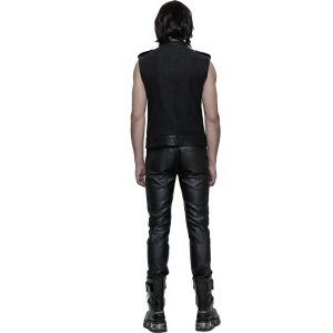 magasin PUNK RAVE Pantalon Gothique ‘Dementor’ En Simili-Cuir Noir 24