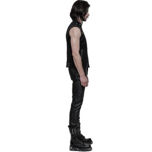 magasin PUNK RAVE Pantalon Gothique ‘Dementor’ En Simili-Cuir Noir 28