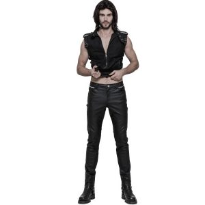 magasin PUNK RAVE Pantalon Gothique ‘Dementor’ En Simili-Cuir Noir 30