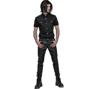 magasin PUNK RAVE Pantalon Gothique ‘Dementor’ En Simili-Cuir Noir 32