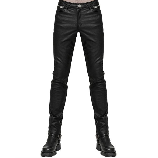 magasin PUNK RAVE Pantalon Gothique ‘Dementor’ En Simili-Cuir Noir 1