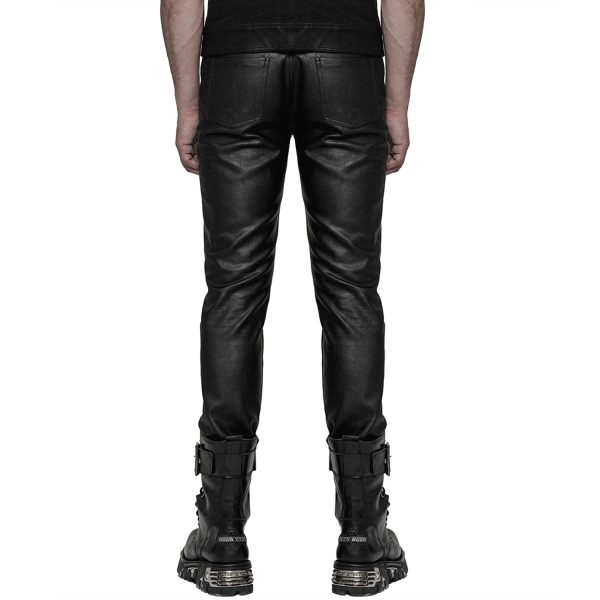 magasin PUNK RAVE Pantalon Gothique ‘Dementor’ En Simili-Cuir Noir 10