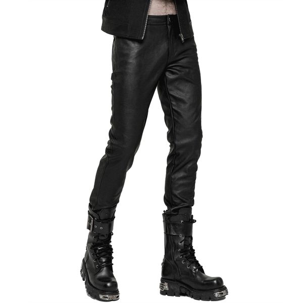 magasin PUNK RAVE Pantalon Gothique ‘Dementor’ En Simili-Cuir Noir 11