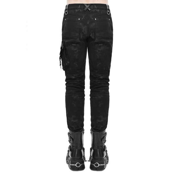 DEVIL FASHION Pantalon ‘Haboolm’ En Jean Et Simili Cuir Noirs meilleure qualité 8