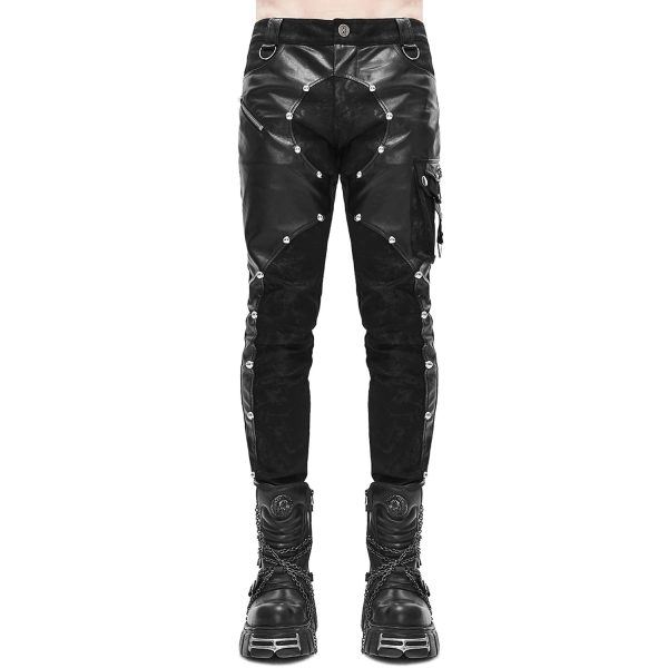 DEVIL FASHION Pantalon ‘Haboolm’ En Jean Et Simili Cuir Noirs meilleure qualité 1