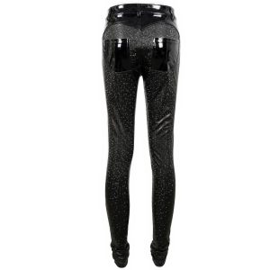 De Qualité DEVIL FASHION Pantalon ‘Hexagone’ En Simili Cuir Noir à Motifs 44