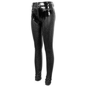 De Qualité DEVIL FASHION Pantalon ‘Hexagone’ En Simili Cuir Noir à Motifs 46