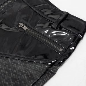 De Qualité DEVIL FASHION Pantalon ‘Hexagone’ En Simili Cuir Noir à Motifs 48