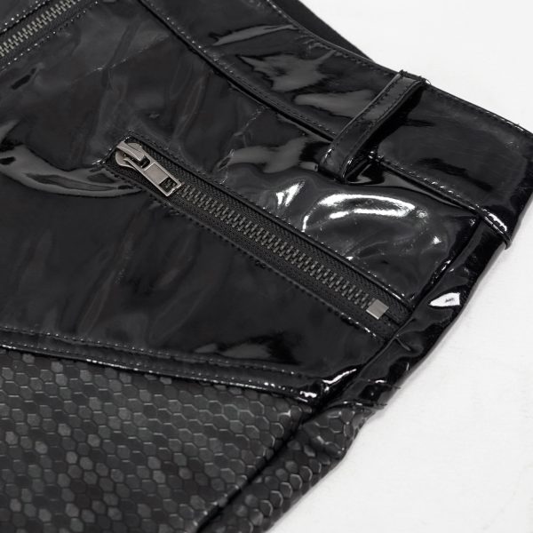 De Qualité DEVIL FASHION Pantalon ‘Hexagone’ En Simili Cuir Noir à Motifs 16