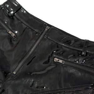 De Qualité DEVIL FASHION Pantalon ‘Hexagone’ En Simili Cuir Noir à Motifs 50