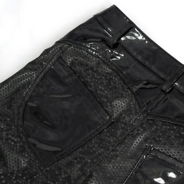 De Qualité DEVIL FASHION Pantalon ‘Hexagone’ En Simili Cuir Noir à Motifs 18