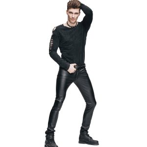 design à la mode DEVIL FASHION Pantalon ‘Hunter’ En Simili Cuir Noir 17