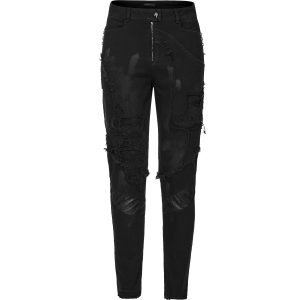 PUNK RAVE Pantalon ‘Punk Broken Hole Net’ Noir marque pas cher 39